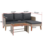 Ensemble de canapés d'extérieur 3 pièces en rotin tressé