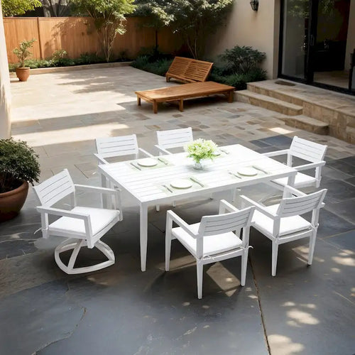 7PC Patio Aluminum Furniture including 4 Dining Chairs & 2 Swivel Rockers