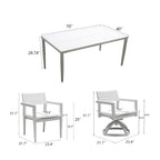 Ensemble de mobilier de patio en aluminium 7 pièces comprenant 4 chaises de salle à manger et 2 fauteuils pivotants à bascule