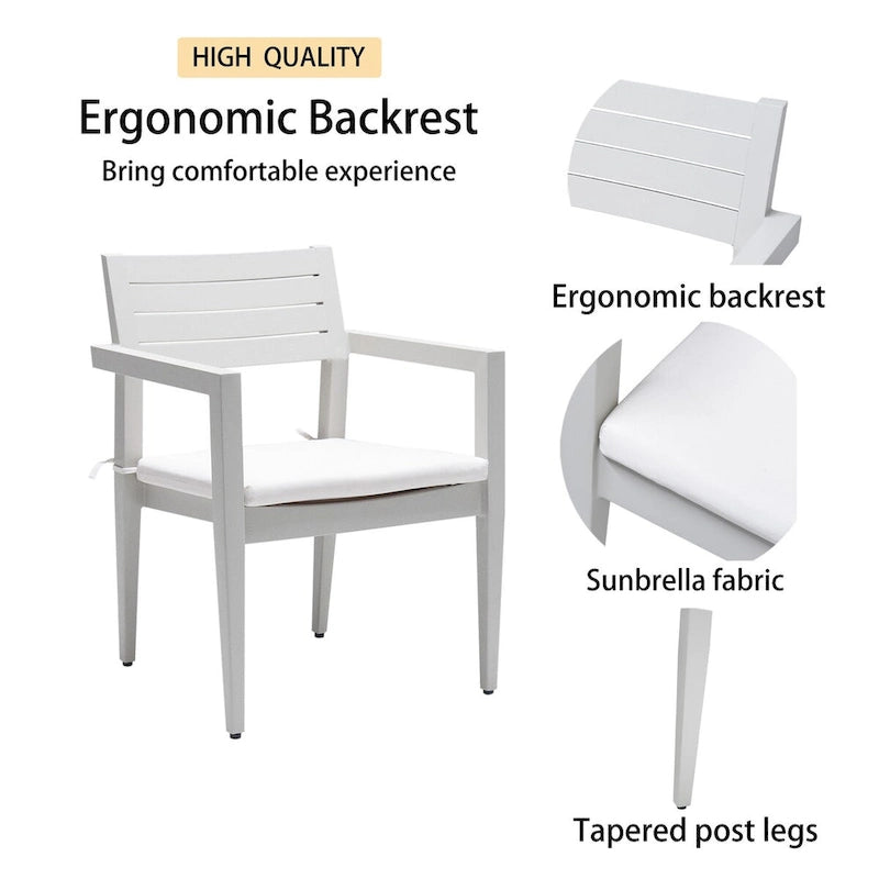 Ensemble de mobilier de patio en aluminium 7 pièces comprenant 4 chaises de salle à manger et 2 fauteuils pivotants à bascule