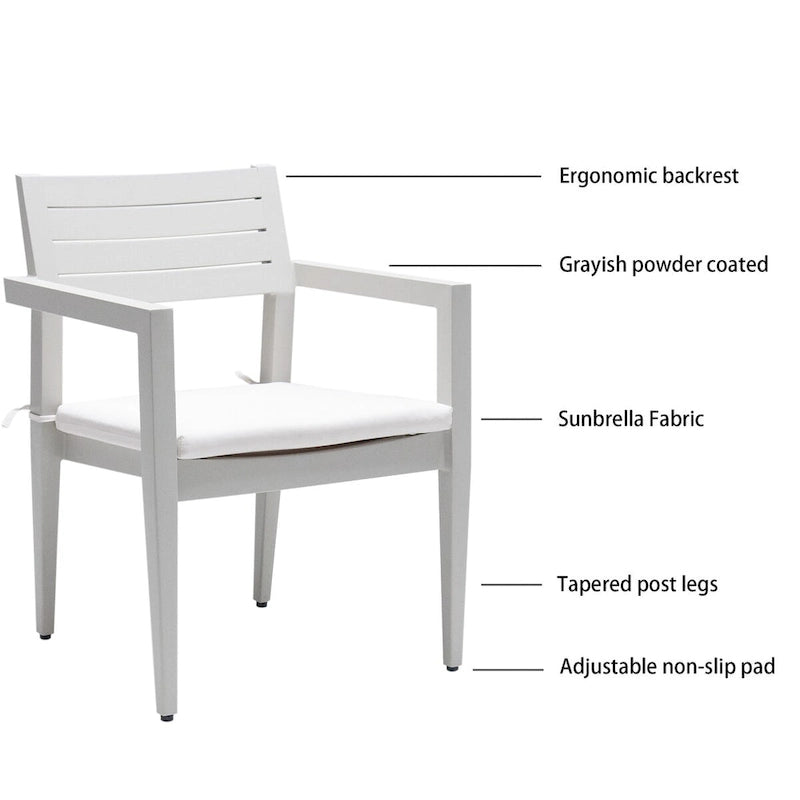 Ensemble de mobilier de patio en aluminium 7 pièces comprenant 4 chaises de salle à manger et 2 fauteuils pivotants à bascule