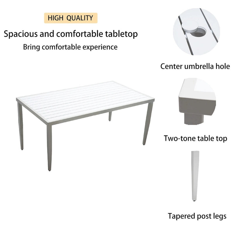 Ensemble de mobilier de patio en aluminium 7 pièces comprenant 4 chaises de salle à manger et 2 fauteuils pivotants à bascule