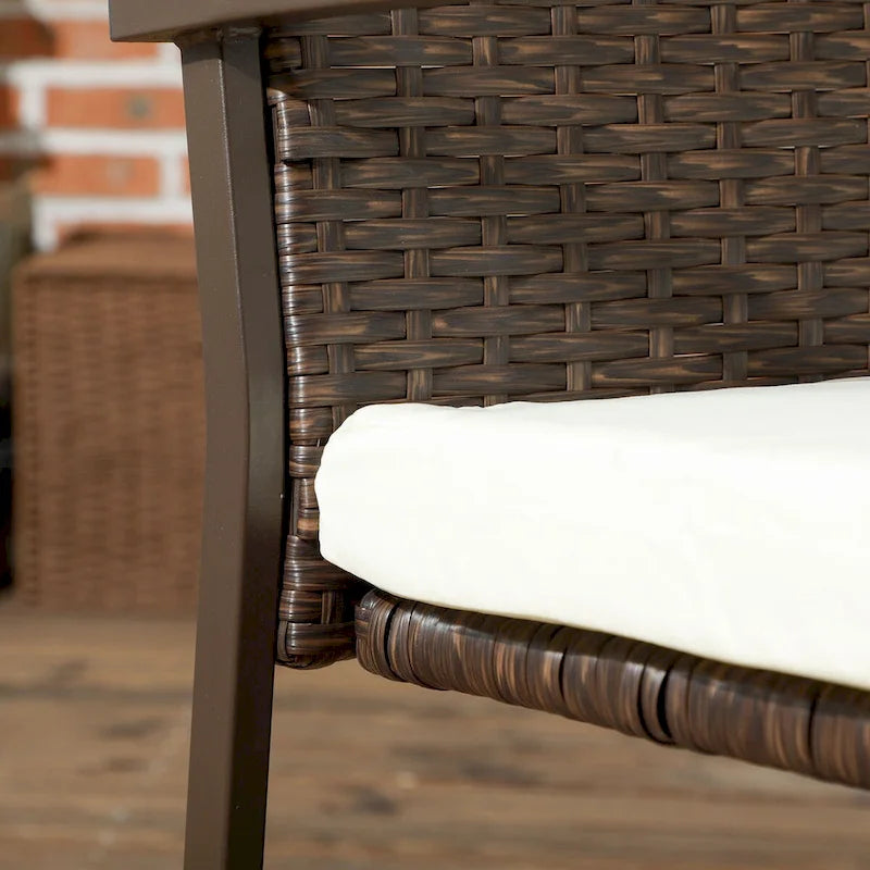 Ensemble de 2 chaises de jardin en rotin PE avec coussin, chaises de terrasse en osier avec dossier