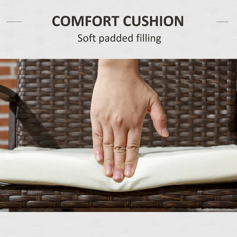 Ensemble de 2 chaises de jardin en rotin PE avec coussin, chaises de terrasse en osier avec dossier