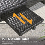 Ensemble de 2 chaises longues en osier de 80 cm, chaise longue de patio en rotin inclinable avec table d'appoint coulissante et dossier réglable ergonomique