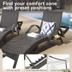 Ensemble de 2 chaises longues en osier de 80 cm, chaise longue de patio en rotin inclinable avec table d'appoint coulissante et dossier réglable ergonomique