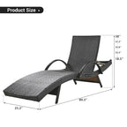 Ensemble de 2 chaises longues en osier de 80 cm, chaise longue de patio en rotin inclinable avec table d'appoint coulissante et dossier réglable ergonomique
