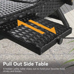 Ensemble de 2 chaises longues en osier de 80 cm, chaise longue de patio en rotin inclinable avec table d'appoint coulissante et dossier réglable ergonomique
