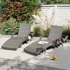 Ensemble de 2 chaises longues en osier de 80 cm, chaise longue de patio en rotin inclinable avec table d'appoint coulissante et dossier réglable ergonomique