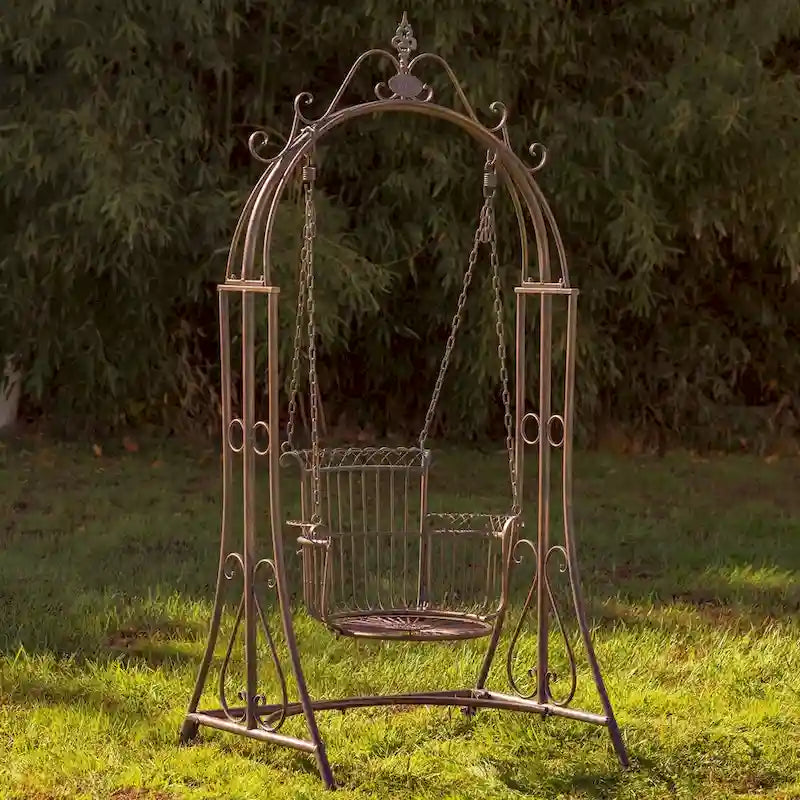 Balancelle de jardin Oasis en fer, finition bronze antique - 42,9 x 35,4 x 78,74
