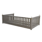 Balancelle de jardin minimaliste deux places en bois avec cordes, pour terrasse ou véranda, design incliné sécurisé, grise