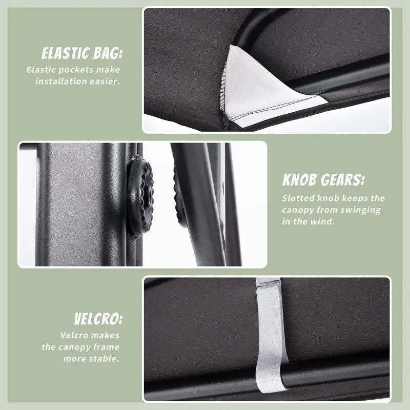 Balançoire de patio en métal pour 3 personnes avec auvent et coussins - Non disponible