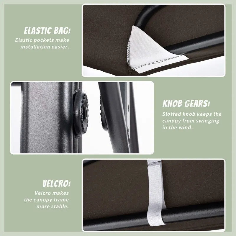 Balançoire de patio en métal pour 3 personnes avec auvent et coussins - Non disponible