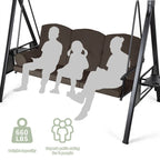 Balançoire de patio en métal pour 3 personnes avec auvent et coussins - Non disponible