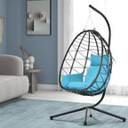 Fauteuil suspendu œuf avec support pour intérieur et extérieur - Dimensions (po) (L x l x H) : 37,40 x 37,40 x 77,00
