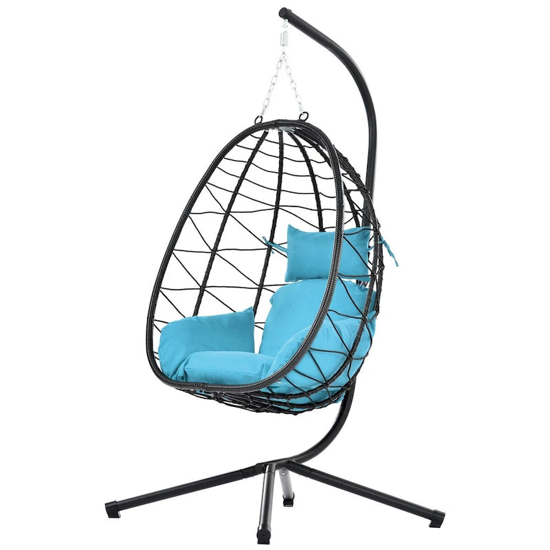 Fauteuil suspendu œuf avec support pour intérieur et extérieur - Dimensions (po) (L x l x H) : 37,40 x 37,40 x 77,00