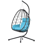 Fauteuil suspendu œuf avec support pour intérieur et extérieur - Dimensions (po) (L x l x H) : 37,40 x 37,40 x 77,00