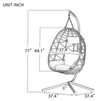 Fauteuil suspendu œuf avec support pour intérieur et extérieur - Dimensions (po) (L x l x H) : 37,40 x 37,40 x 77,00