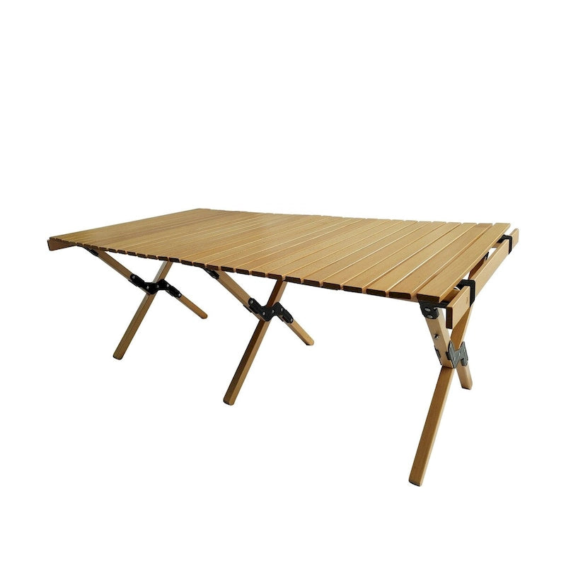 Table de salle à manger pliante polyvalente en bois naturel pour patio