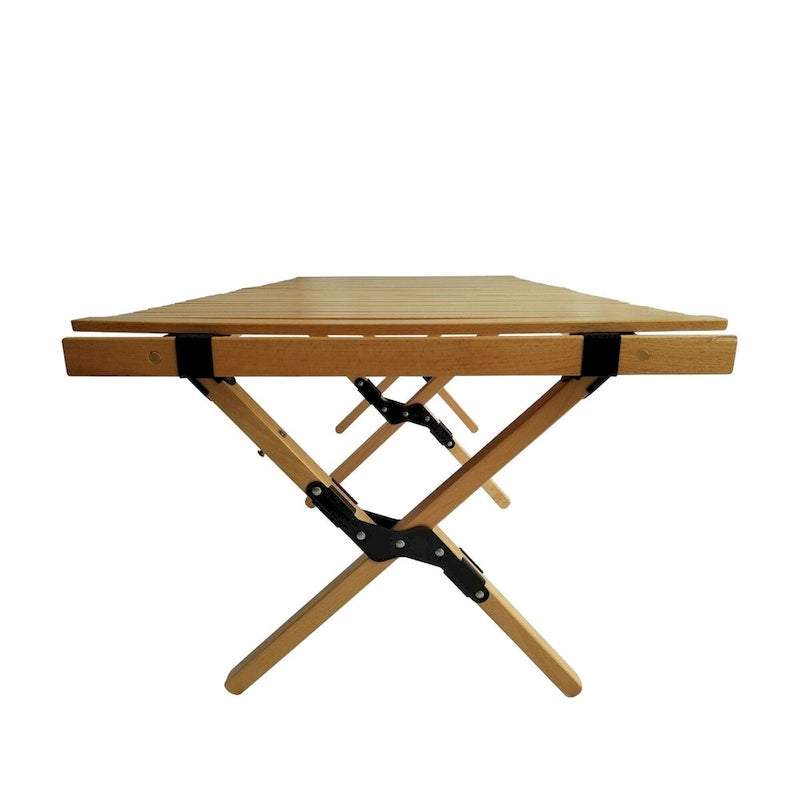 Table de salle à manger pliante polyvalente en bois naturel pour patio