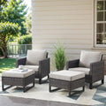 Ensemble de 4 poufs et chaises de jardin en osier marron