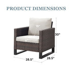Ensemble de 4 poufs et chaises de jardin en osier marron