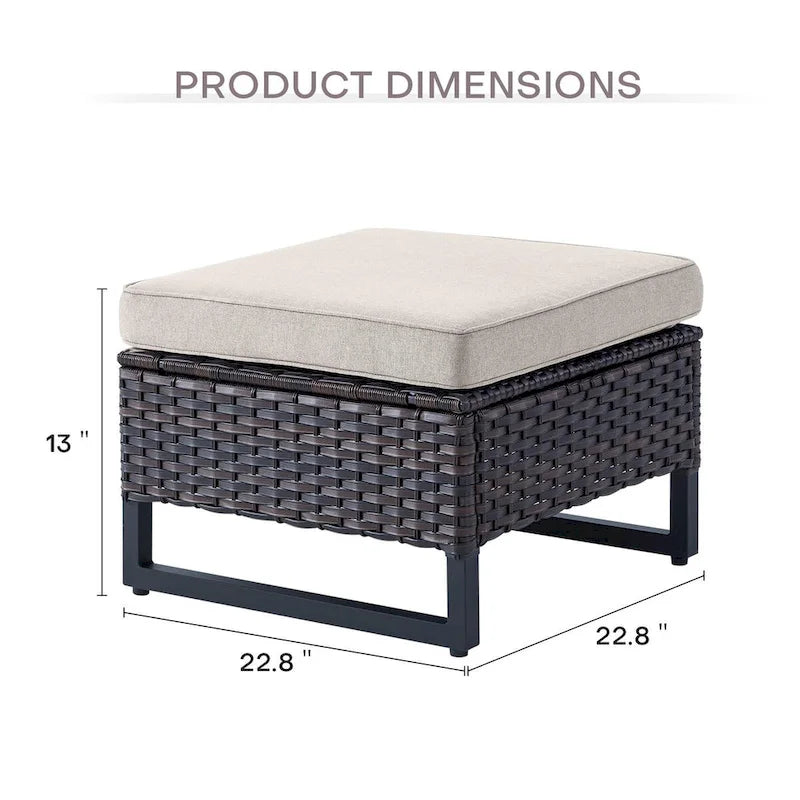 Ensemble de 4 poufs et chaises de jardin en osier marron