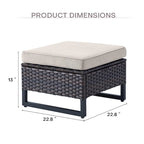 Ensemble de 4 poufs et chaises de jardin en osier marron