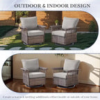 Ensemble de fauteuils à bascule pivotants pour patio en résine tressée résistante aux intempéries - Marron