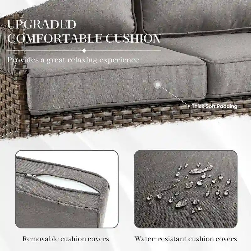 Ensemble de fauteuils à bascule pivotants pour patio en résine tressée résistante aux intempéries - Marron