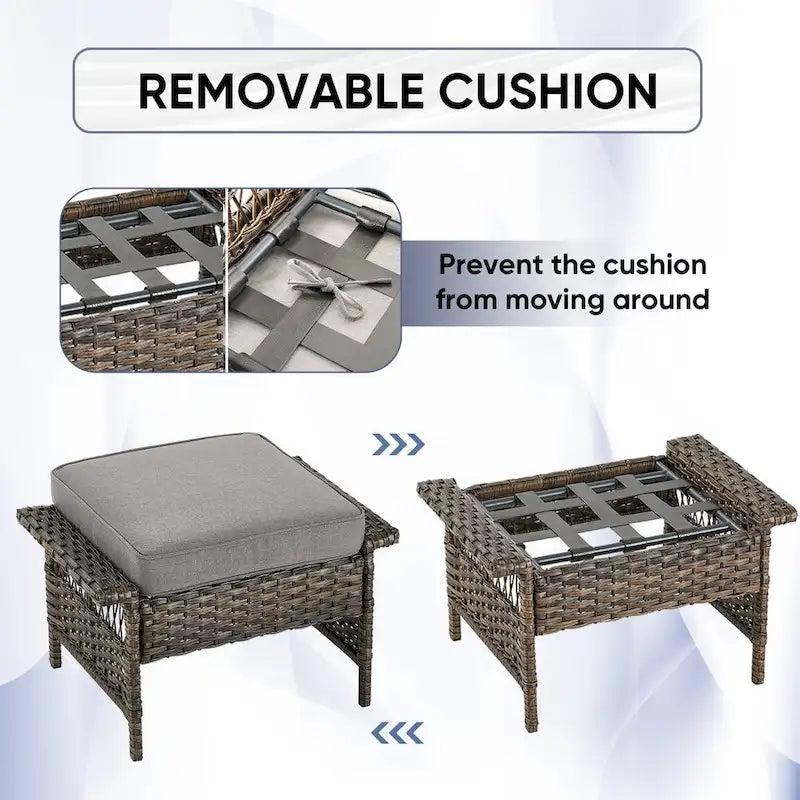 Ensemble de fauteuils à bascule pivotants pour patio en résine tressée résistante aux intempéries - Marron
