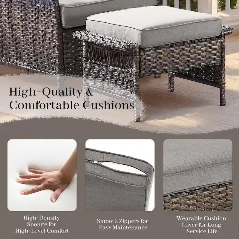 Ensemble de fauteuils à bascule pivotants pour patio en résine tressée résistante aux intempéries - Marron