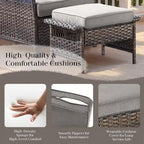 Ensemble de fauteuils à bascule pivotants pour patio en résine tressée résistante aux intempéries - Marron