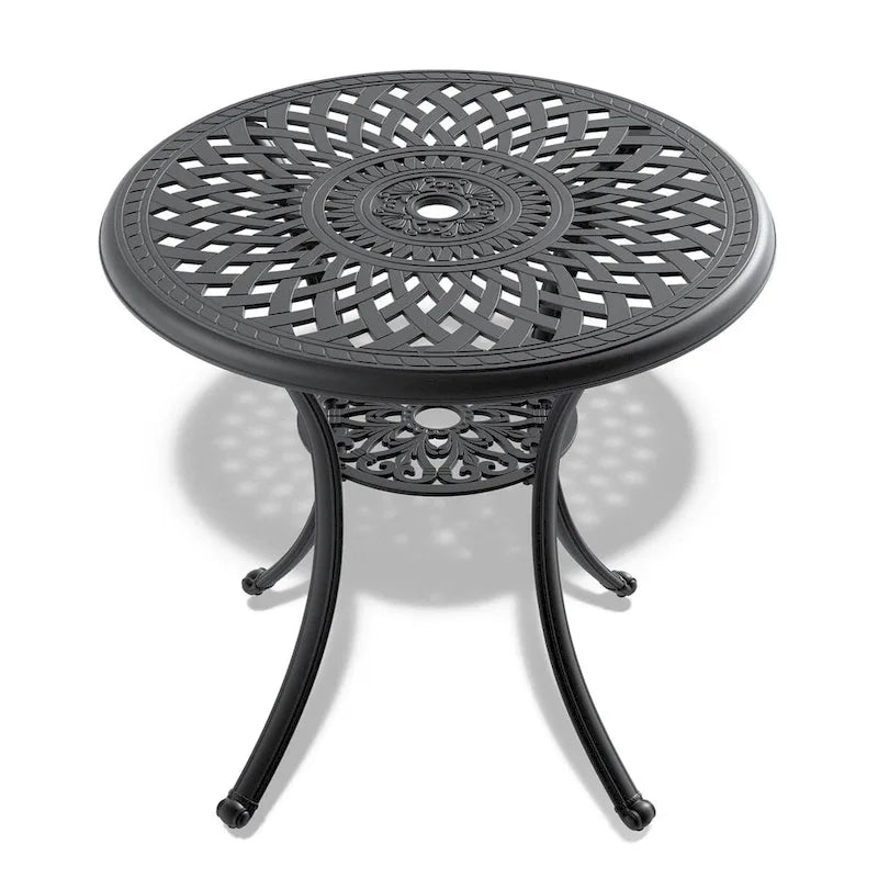 Table ronde de salle à manger d'extérieur en aluminium moulé de 30,71 pouces
