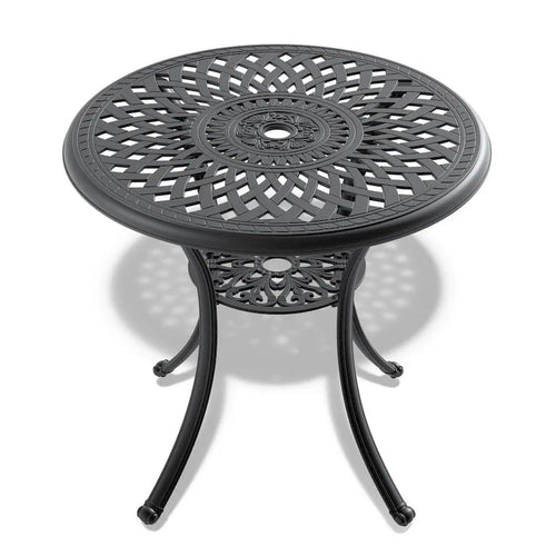 Table ronde de salle à manger d'extérieur en aluminium moulé de 30,71 pouces