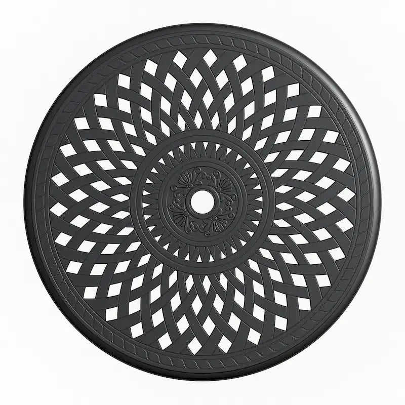 Table ronde de salle à manger d'extérieur en aluminium moulé de 30,71 pouces