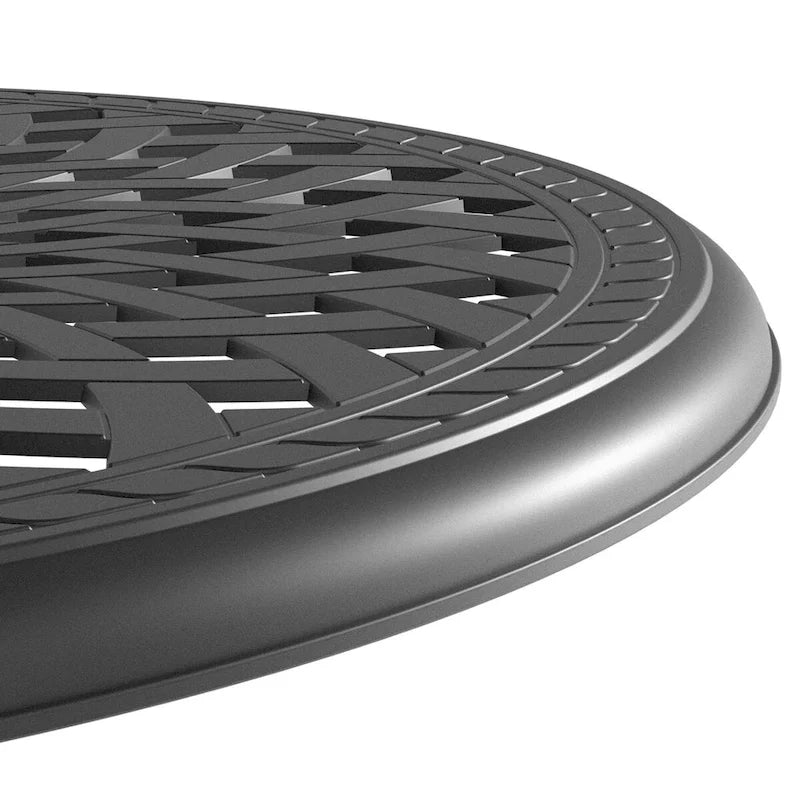 Table ronde de salle à manger d'extérieur en aluminium moulé de 30,71 pouces