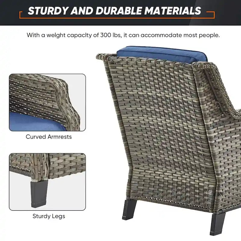 Ensemble de jardin avec chaises, poufs et table - Gris