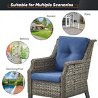 Ensemble de jardin avec chaises, poufs et table - Gris