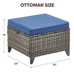 Ensemble de jardin avec chaises, poufs et table - Gris