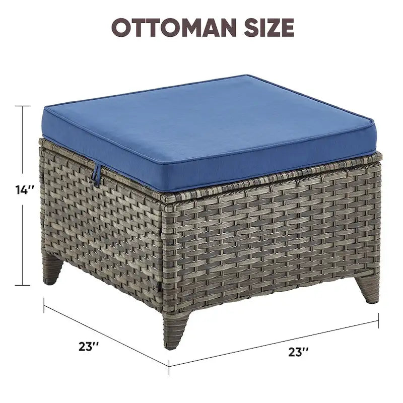 Ensemble de jardin avec chaises, poufs et table - Gris