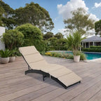 Foldable Patio Lounge Chair, Outdoor Rattan Lounger Chaise