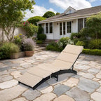 Chaise longue de patio pliable, chaise longue d'extérieur en rotin