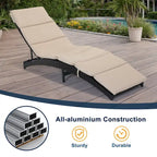 Chaise longue de patio pliable, chaise longue d'extérieur en rotin