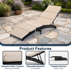 Chaise longue de patio pliable, chaise longue d'extérieur en rotin