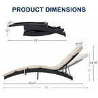 Chaise longue de patio pliable, chaise longue d'extérieur en rotin