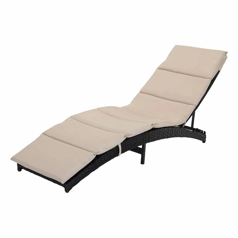 Chaise longue de patio pliable, chaise longue d'extérieur en rotin