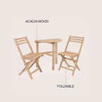 Ensemble bistro pliant demi-rond 3 pièces en bois d'acacia, style campagne française classique, par JONATHAN Y.