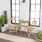 Ensemble bistro pliant demi-rond 3 pièces en bois d'acacia, style campagne française classique, par JONATHAN Y.