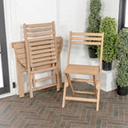 Ensemble bistro pliant demi-rond 3 pièces en bois d'acacia, style campagne française classique, par JONATHAN Y.
